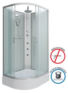 Душевая кабина Niagara NG-33184-14RBKTG с гидромассажем 110x80см серебро/матовое